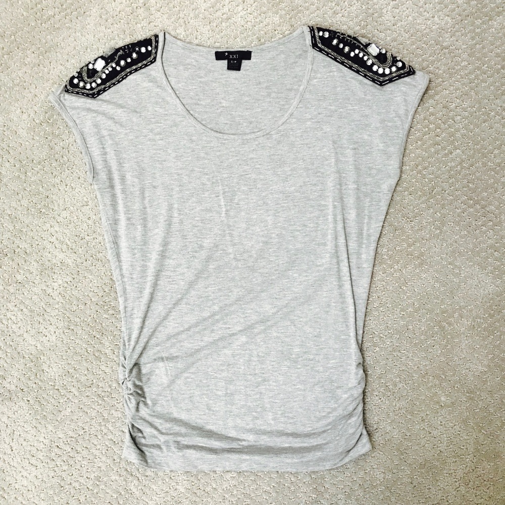 Heather Grey Epaulet tee